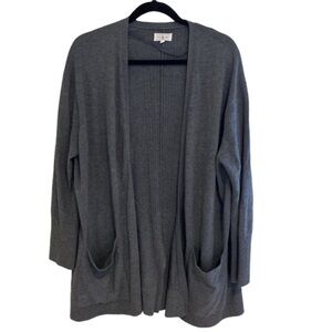Lou & Grey by LOFT medium gray open front cardigan sweater. Size L. Pockets.